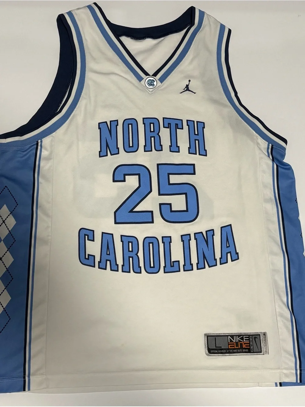 Jordan North Carolina Tar Heels #25 Jersey - White & Carolina Blue